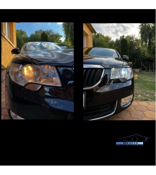 Skoda Superb 2/Octavia 2FL LED PRÉMIUM tompított szett + LED helyzetjelző /hibakódmentes